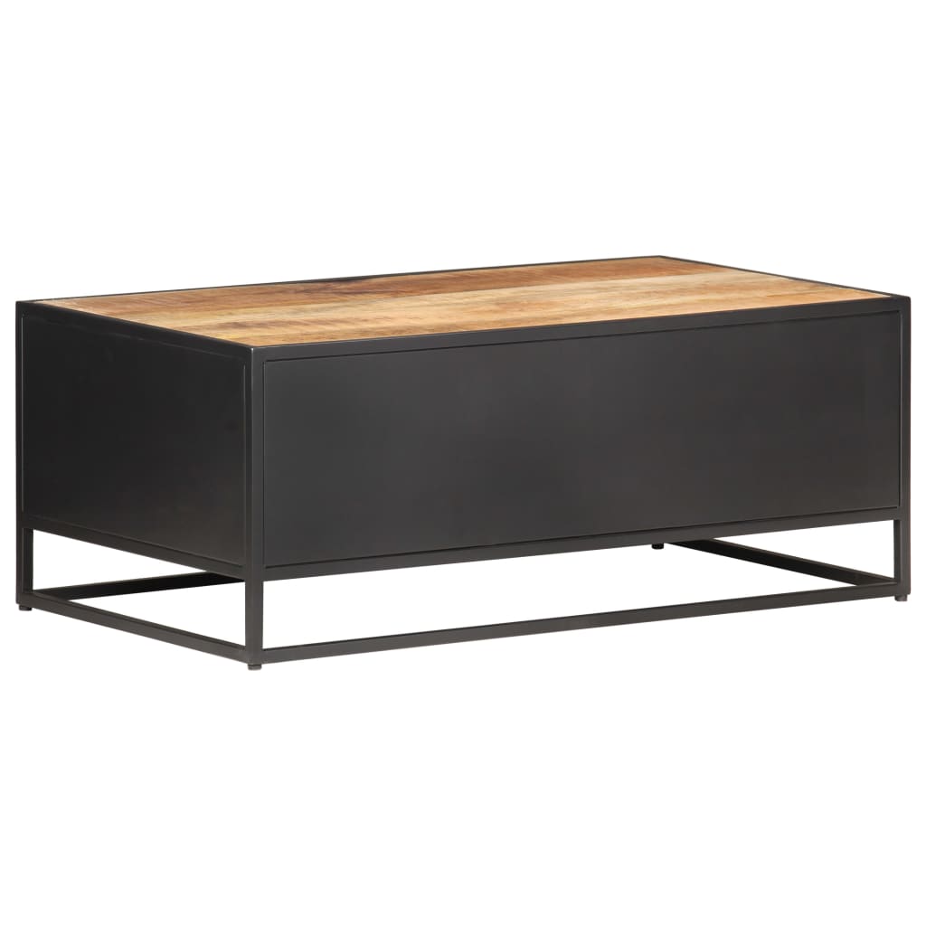 Masuta de cafea, 90x50x35 cm, lemn mango nefinisat & trestie — imaginea 4