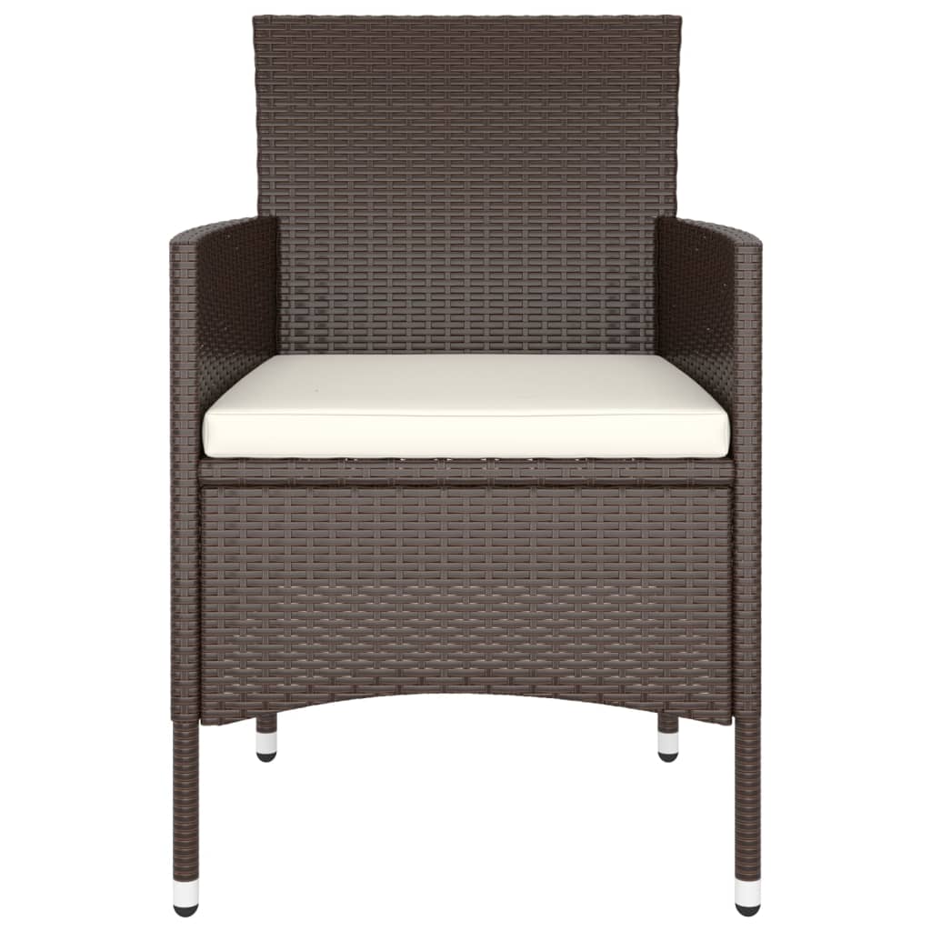 Set mobilier bistro, 3 piese, maro, poliratan/sticla securizata — imaginea 5