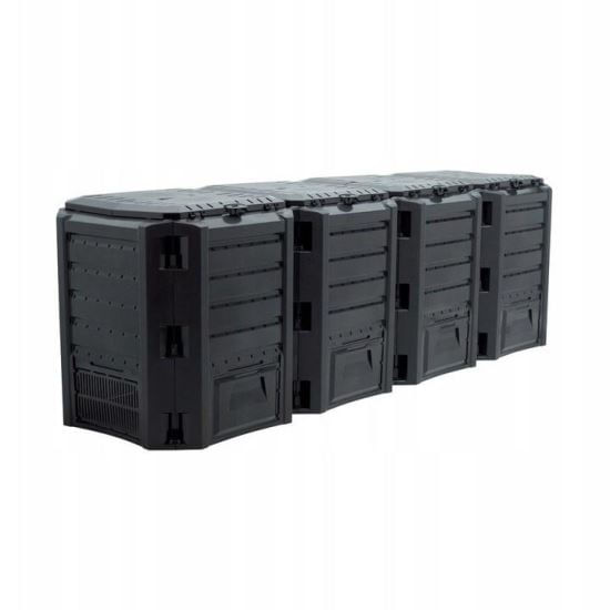 Compostor de gradina, 4 module, negru, 1600 l, 261 x 71.9 x 82.6 cm, Module Compogreen