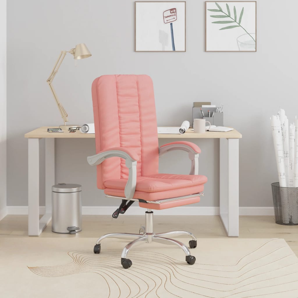 Scaun de birou rabatabil, roz, piele ecologica — imaginea 2