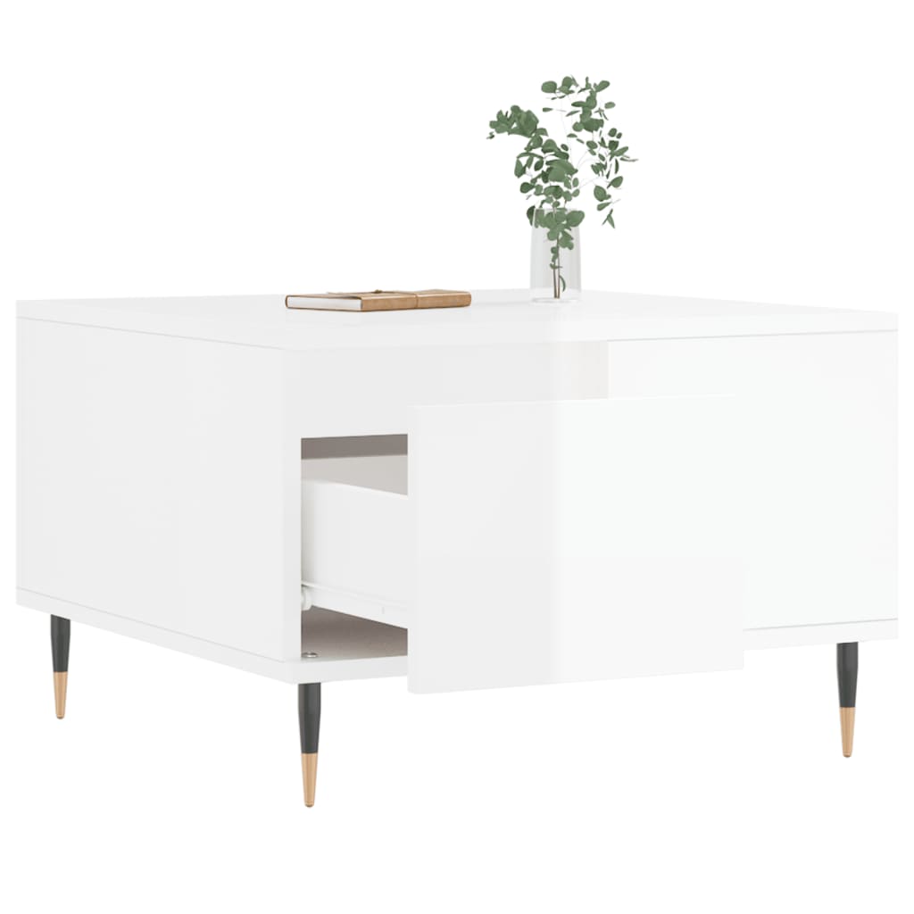Masuta de cafea, alb extralucios, 55x55x36,5 cm, lemn prelucrat — imaginea 4