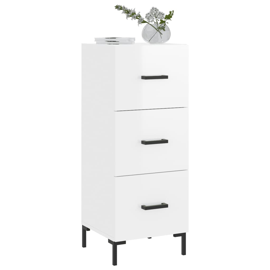 Servanta, alb extralucios, 34,5x34x90 cm, lemn compozit — imaginea 3