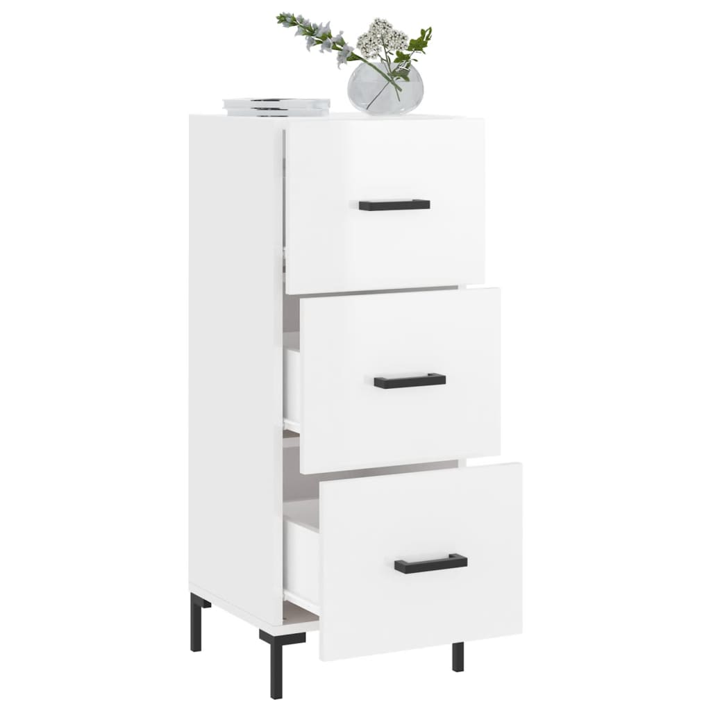 Servanta, alb extralucios, 34,5x34x90 cm, lemn compozit — imaginea 4