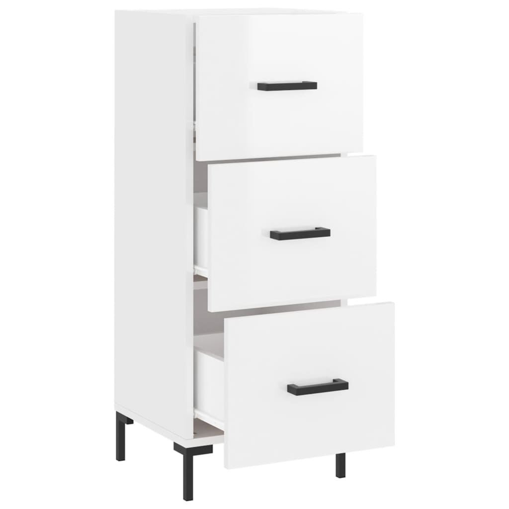 Servanta, alb extralucios, 34,5x34x90 cm, lemn compozit — imaginea 5