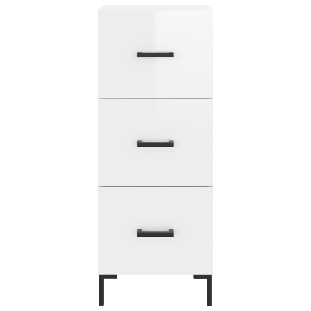 Servanta, alb extralucios, 34,5x34x90 cm, lemn compozit — imaginea 6