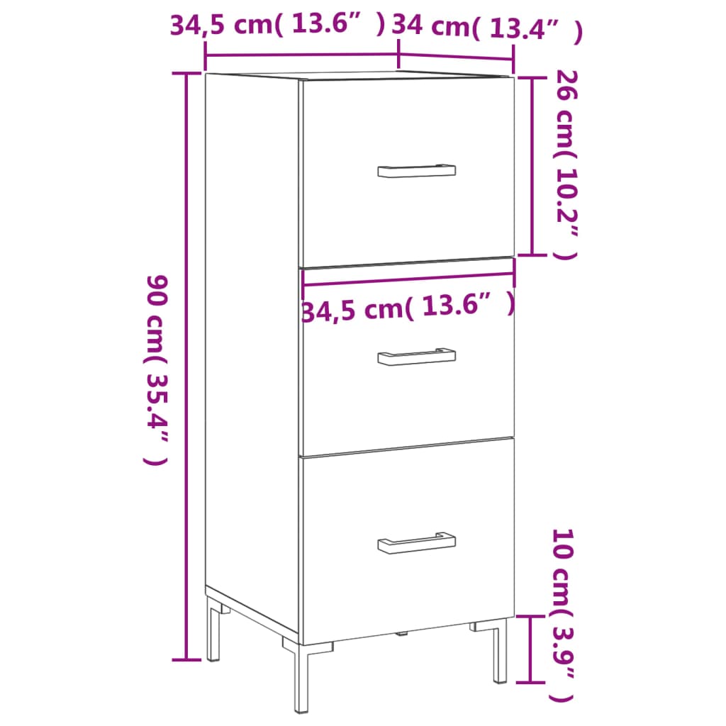 Servanta, alb extralucios, 34,5x34x90 cm, lemn compozit — imaginea 12