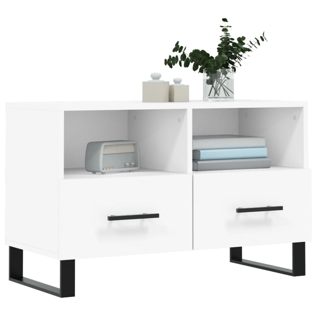 Comoda TV, alb, 80x36x50 cm, lemn prelucrat — imaginea 3