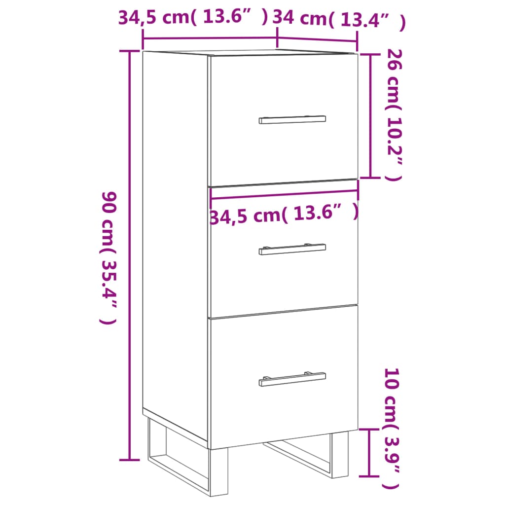 Servanta, stejar sonoma, 34,5x34x90 cm, lemn compozit — imaginea 12
