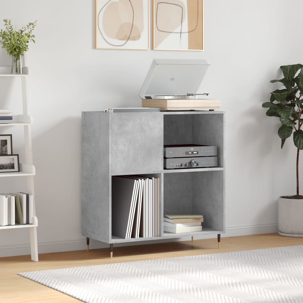 Dulap pentru discuri gri beton 84,5x38x89 cm lemn compozit — imaginea 2