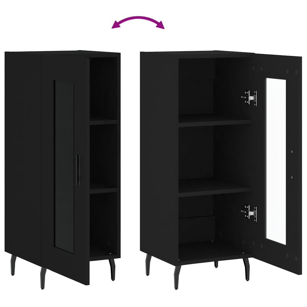 Servanta, negru, 34,5x34x90 cm, lemn compozit — imaginea 9