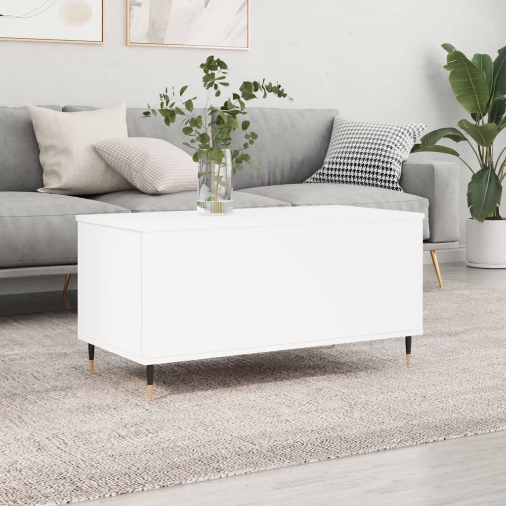 Masuta de cafea, alb, 90x44,5x45 cm, lemn compozit — imaginea 2