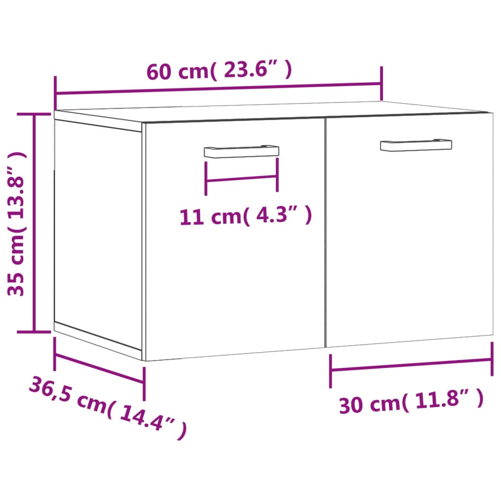 Dulap de perete, stejar sonoma, 60x36,5x35 cm, lemn prelucrat — imaginea 12