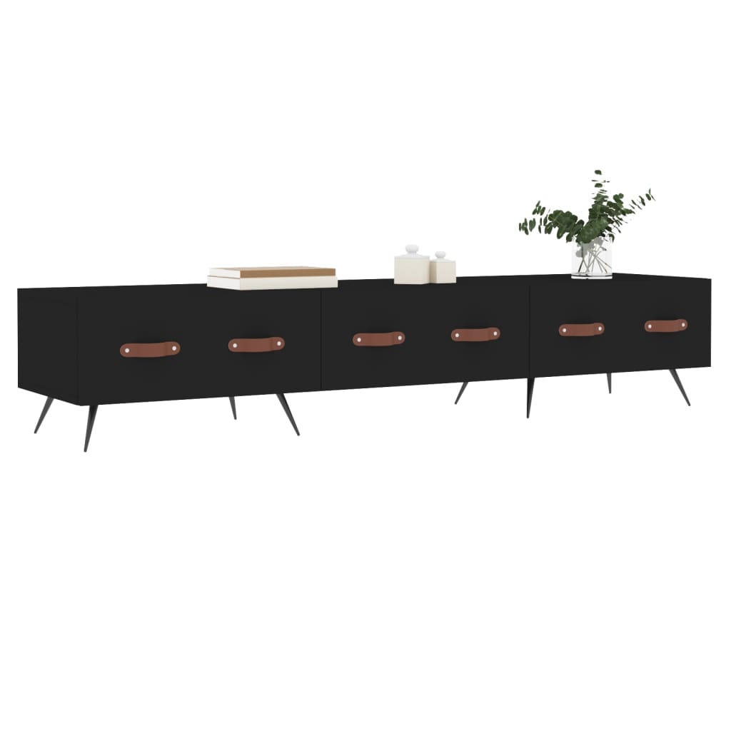Dulap TV, negru, 150x36x30 cm, lemn prelucrat — imaginea 3