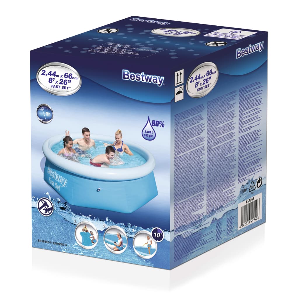 Bestway Piscina gonflabila Fast Set, 244 x 66 cm, rotunda, 57265 - 2 | YEO