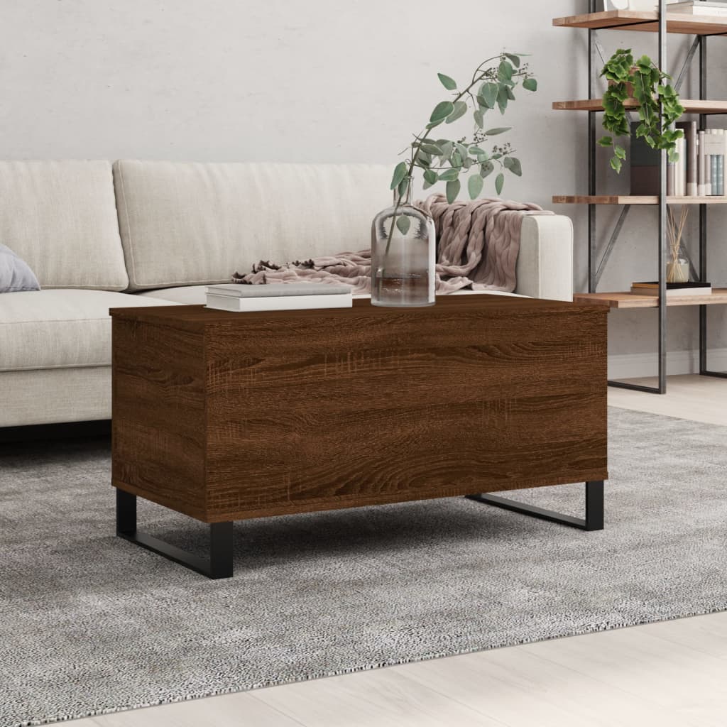 Masuta de cafea, stejar maro, 90x44,5x45 cm, lemn compozit — imaginea 2