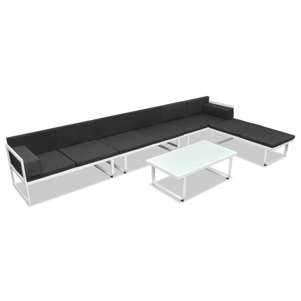 Set mobilier gradina, 5 piese, negru, textilena si aluminiu