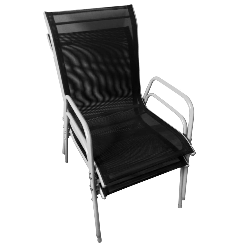 Set mobilier bistro, 3 piese, negru, otel — imaginea 8
