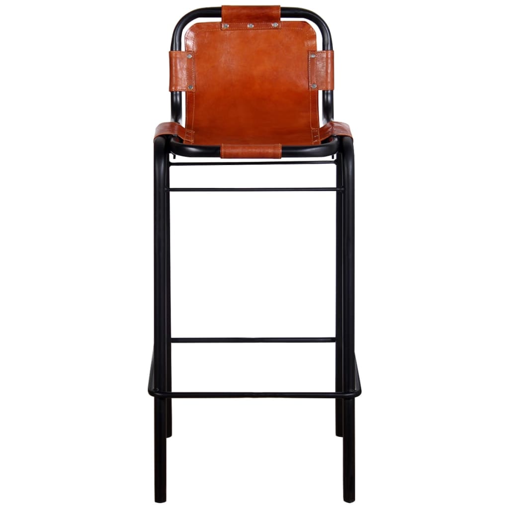 Scaune de bar, 2 buc., piele naturala — imaginea 3