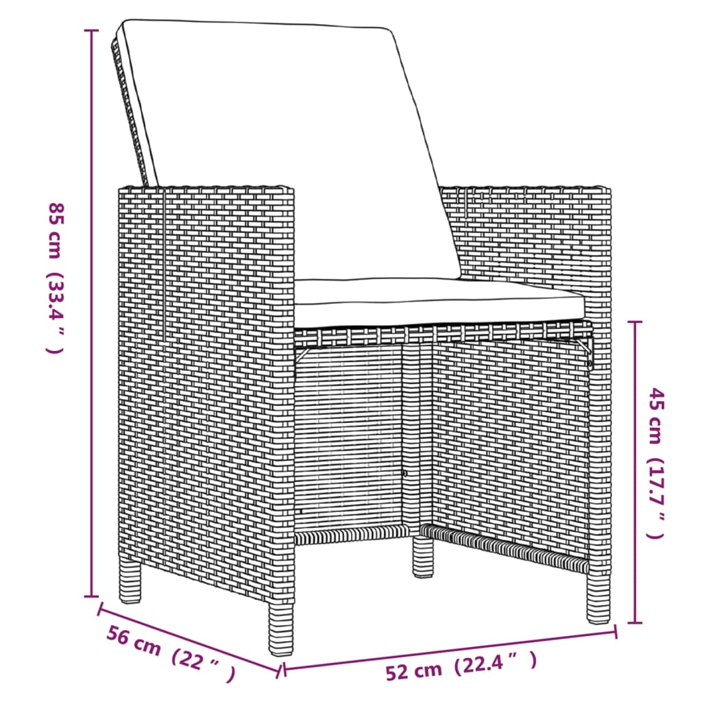 Set mobilier de gradina cu perne, 15 piese, negru, poliratan — imaginea 9
