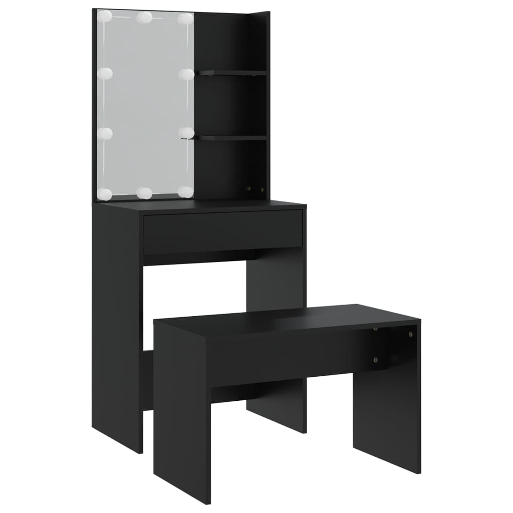 Set masuta de toaleta cu LED, alb, lemn prelucrat — imaginea 5