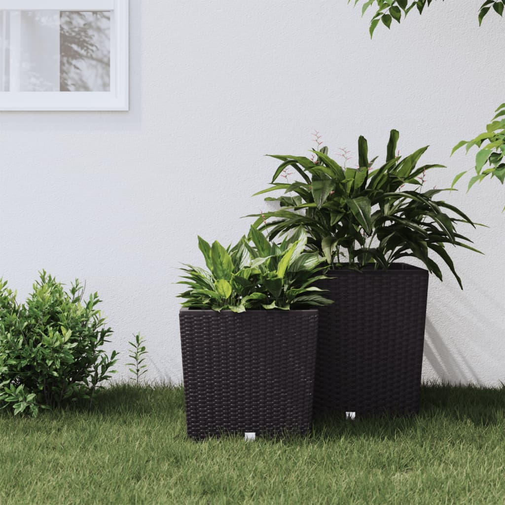 Jardiniera cu interior detasabil, maro, 21 / 32 L, PP ratan — imaginea 2