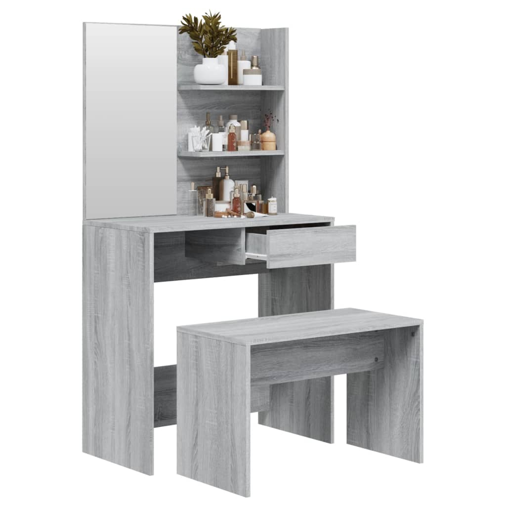 Set masuta de toaleta, gri sonoma, 74,5x40x141 cm — imaginea 4