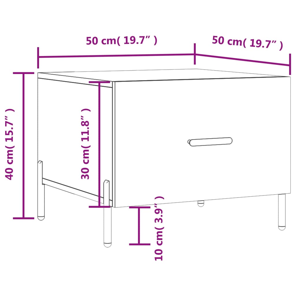 Masuta de cafea, gri sonoma, 50x50x40 cm, lemn prelucrat — imaginea 12