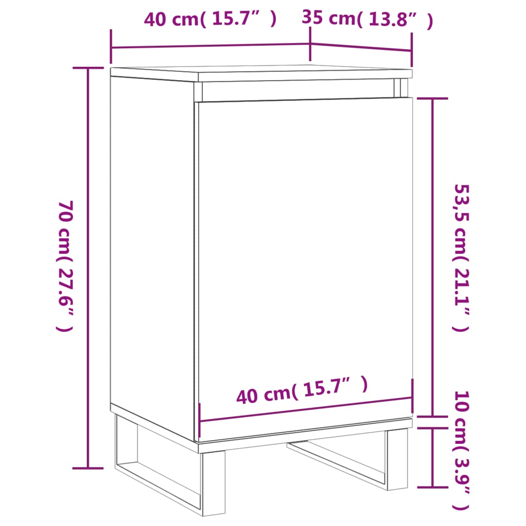 Servanta, alb, 40x35x70 cm, lemn prelucrat — imaginea 12