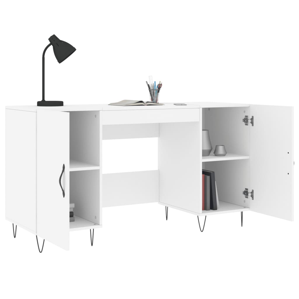Birou, alb, 140x50x75 cm, lemn compozit — imaginea 4
