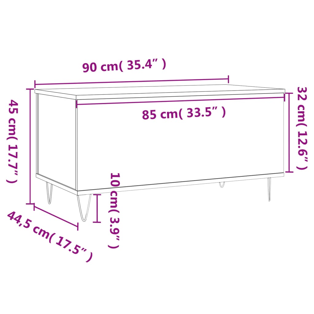 Masuta de cafea, gri beton, 90x44,5x45 cm, lemn compozit — imaginea 11