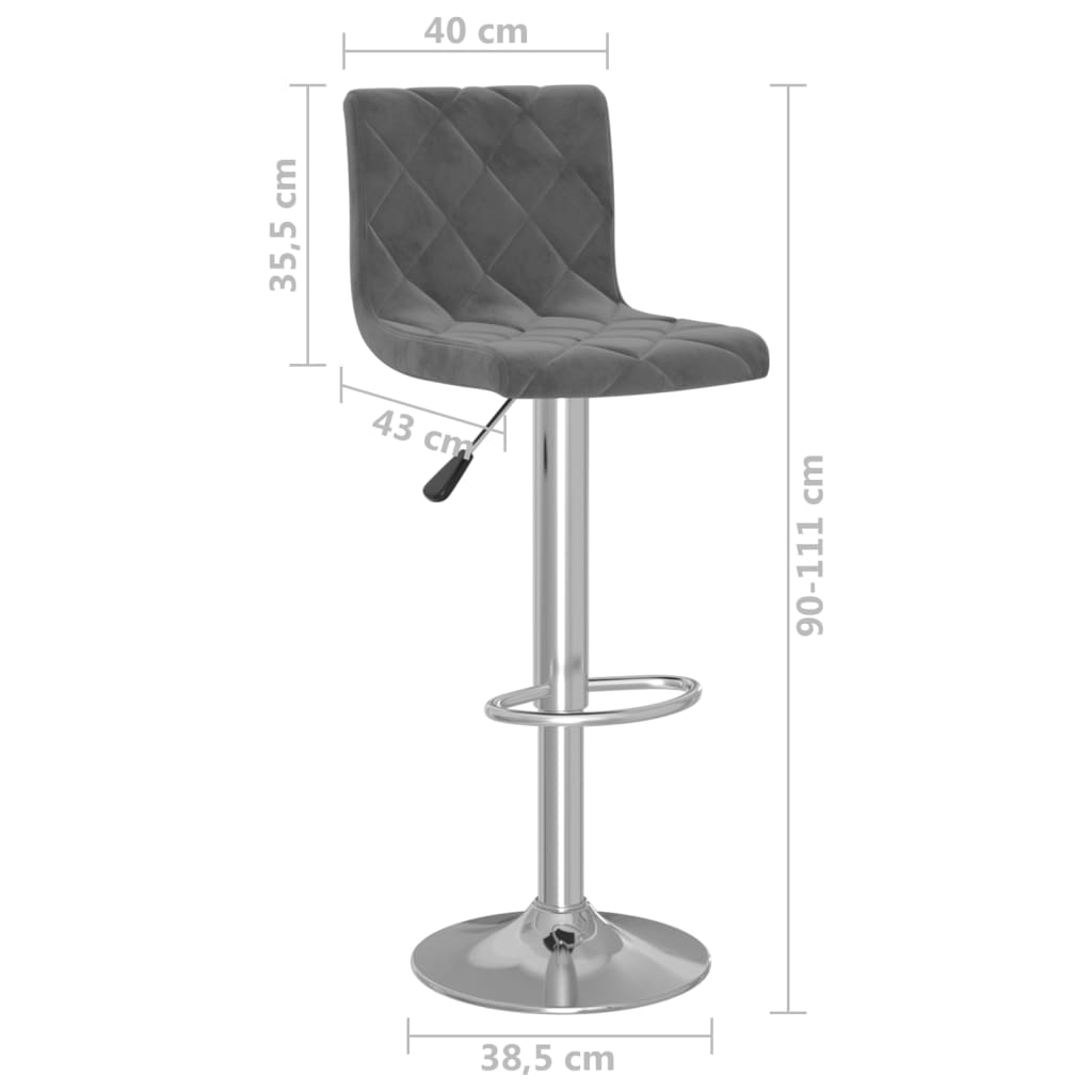 Scaune de bar, 2 buc., gri inchis, catifea — imaginea 9