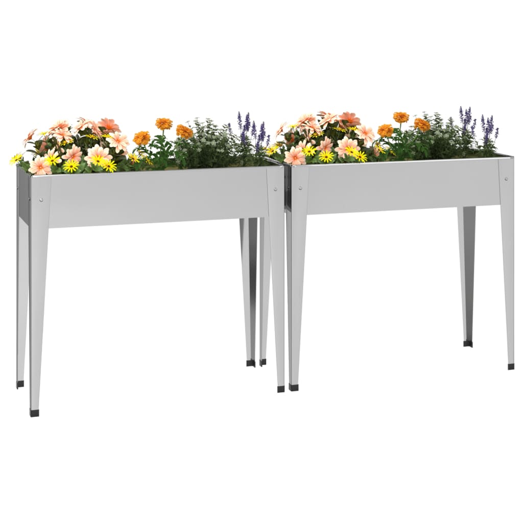 Jardiniere de gradina, 2 buc., otel galvanizat — imaginea 3
