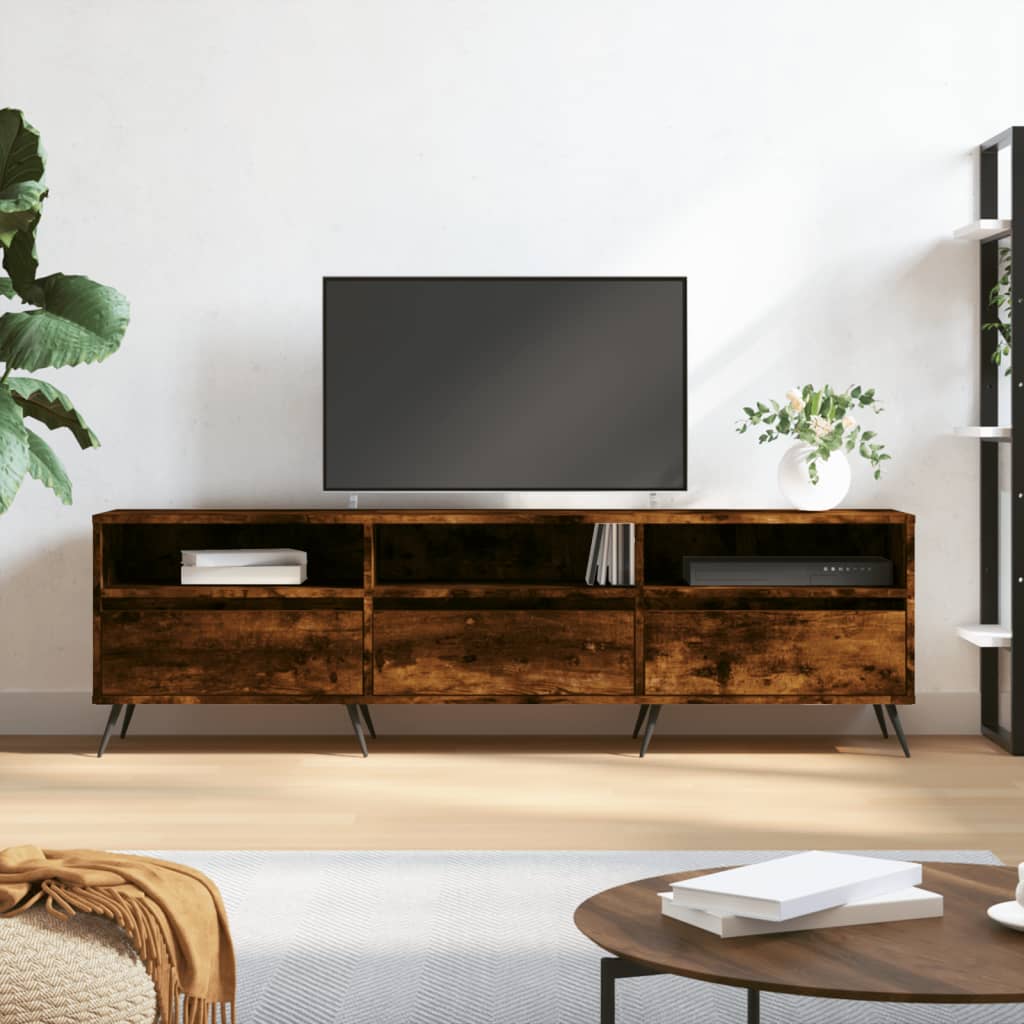 Comoda TV, stejar fumuriu, 150x30x44,5 cm, lemn prelucrat — imaginea 2