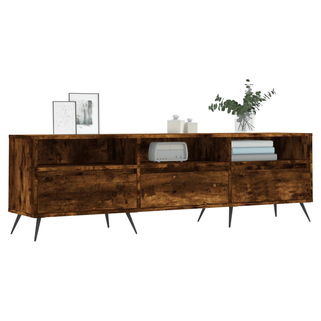 Comoda TV, stejar fumuriu, 150x30x44,5 cm, lemn prelucrat — imaginea 3