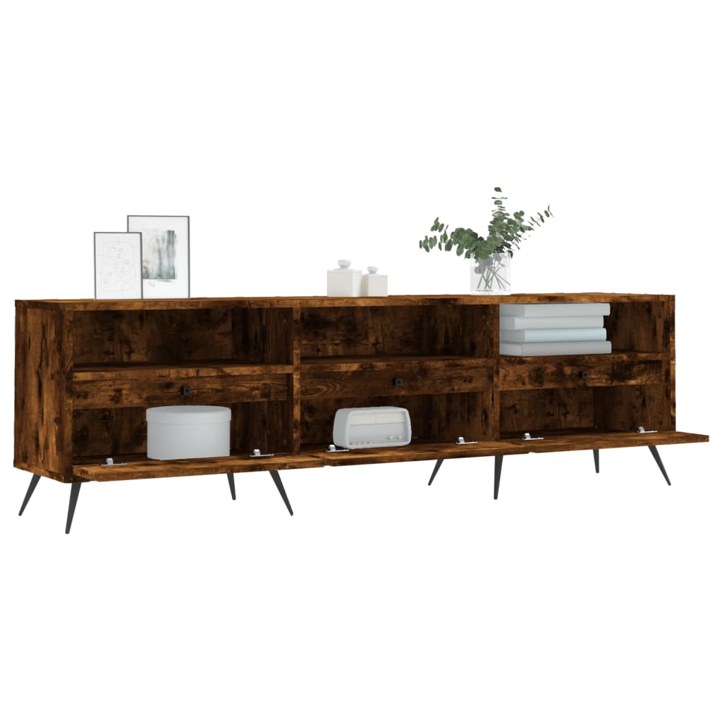 Comoda TV, stejar fumuriu, 150x30x44,5 cm, lemn prelucrat — imaginea 4