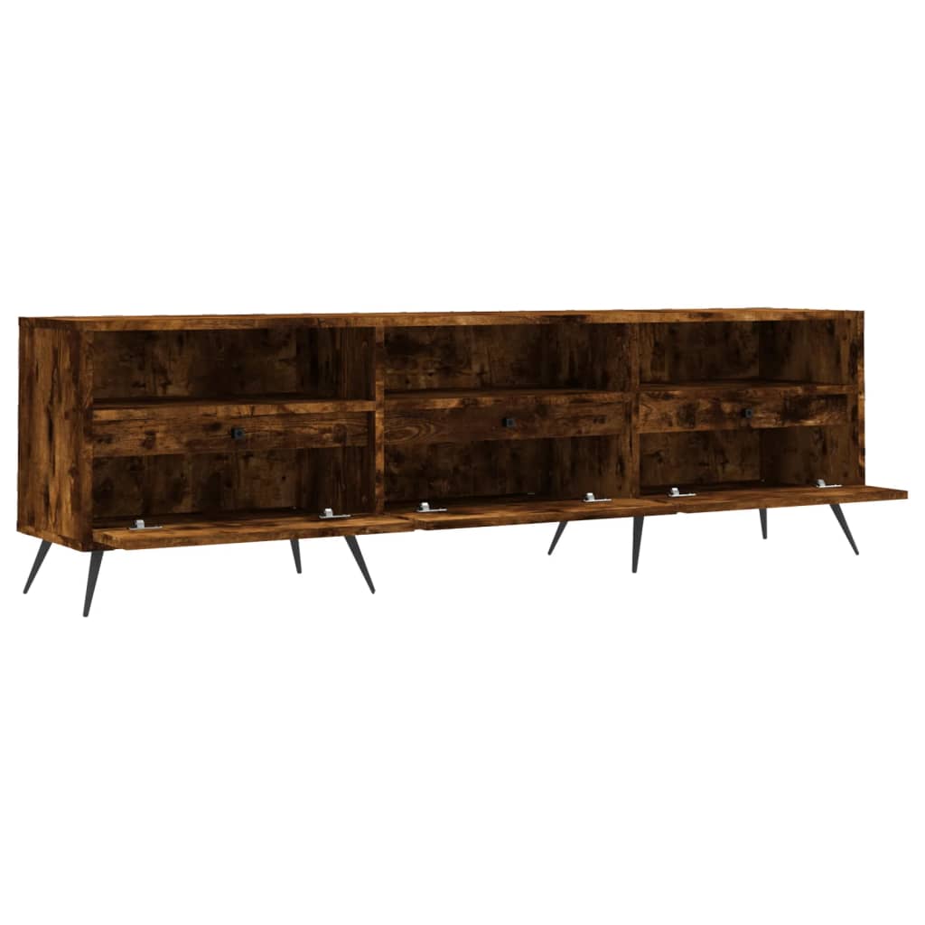 Comoda TV, stejar fumuriu, 150x30x44,5 cm, lemn prelucrat — imaginea 6