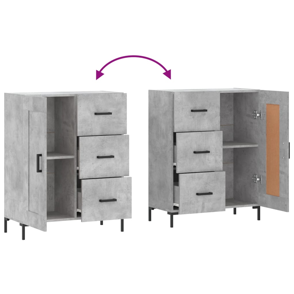 Servanta, gri beton, 69,5x34x90 cm, lemn compozit — imaginea 9