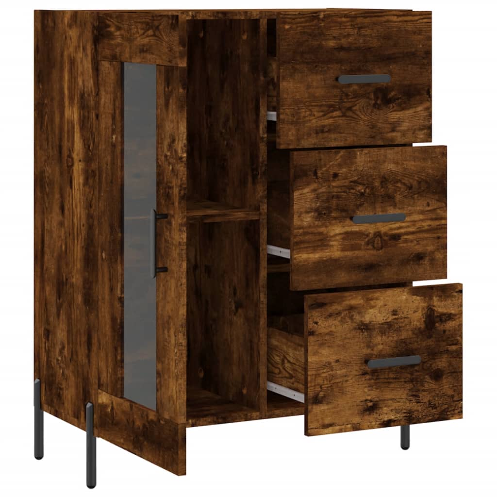 Servanta, stejar fumuriu, 69,5x34x90 cm, lemn compozit — imaginea 6