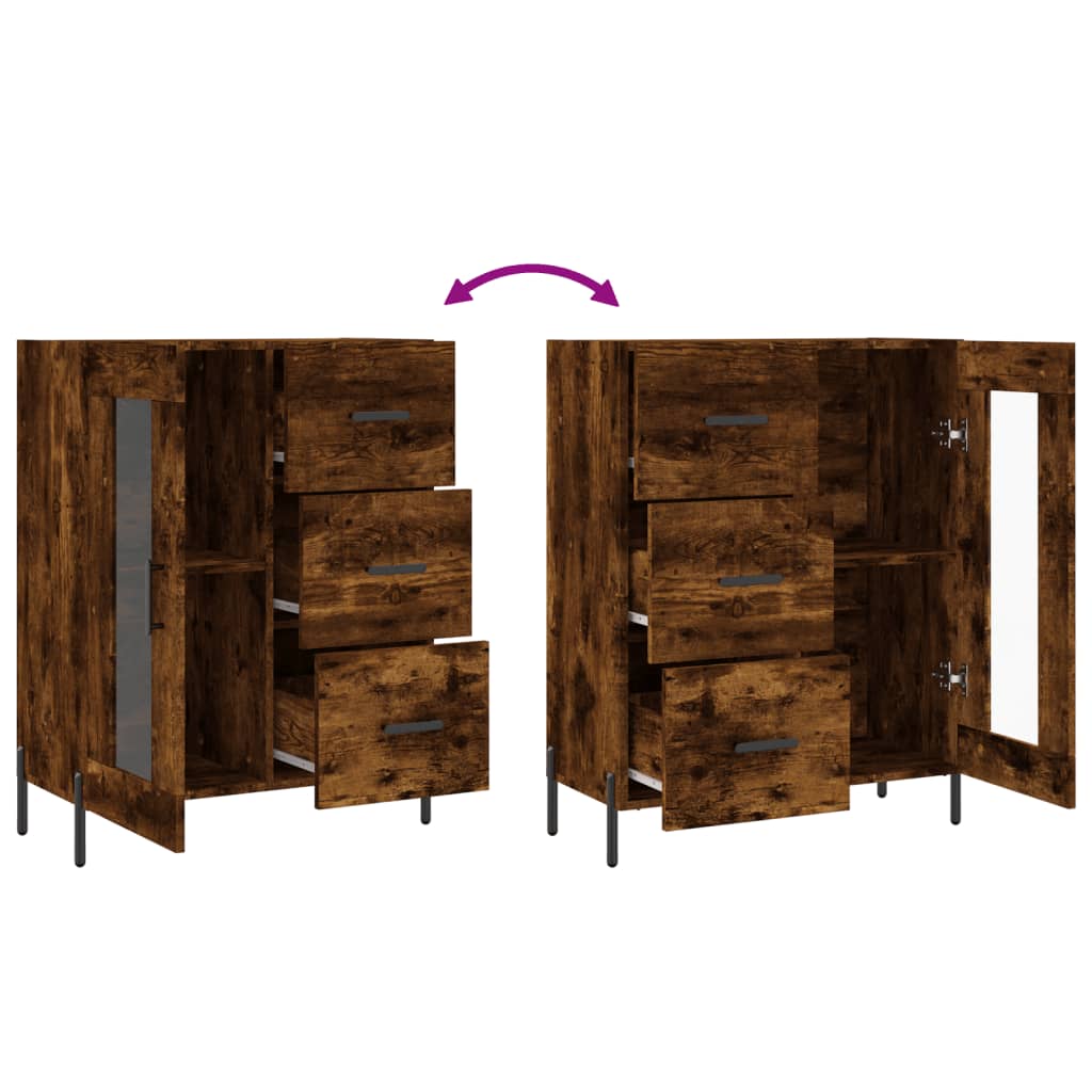 Servanta, stejar fumuriu, 69,5x34x90 cm, lemn compozit — imaginea 9