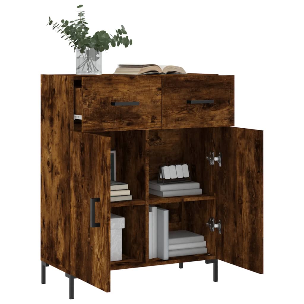 Servanta, stejar fumuriu, 69,5x34x90 cm, lemn compozit — imaginea 4