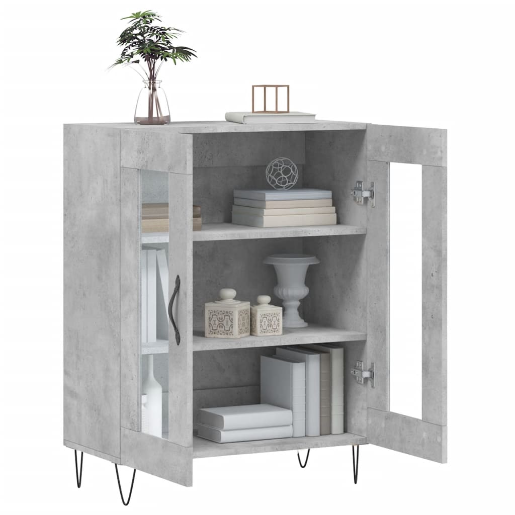 Servanta, gri beton, 69,5x34x90 cm, lemn compozit — imaginea 4