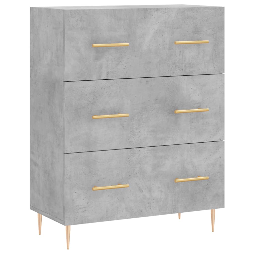 Servanta, gri beton, 69,5x34x90 cm, lemn compozit