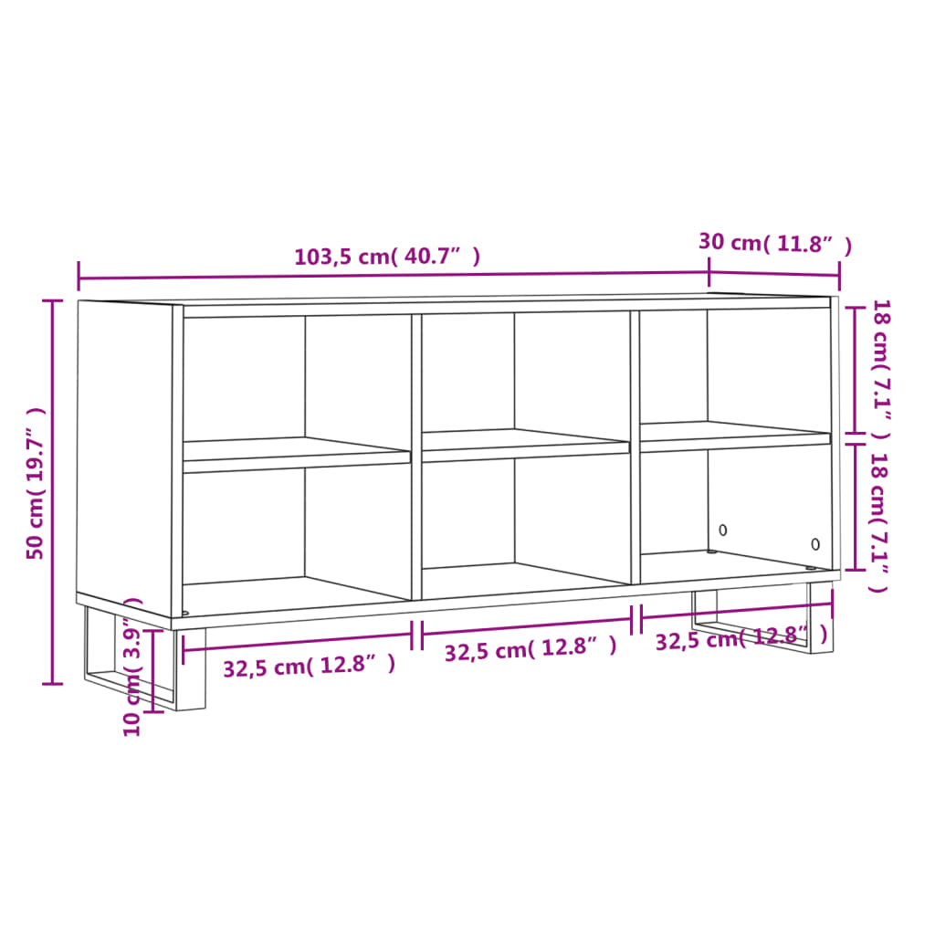 Comoda TV, gri beton, 103,5x30x50 cm, lemn compozit — imaginea 9