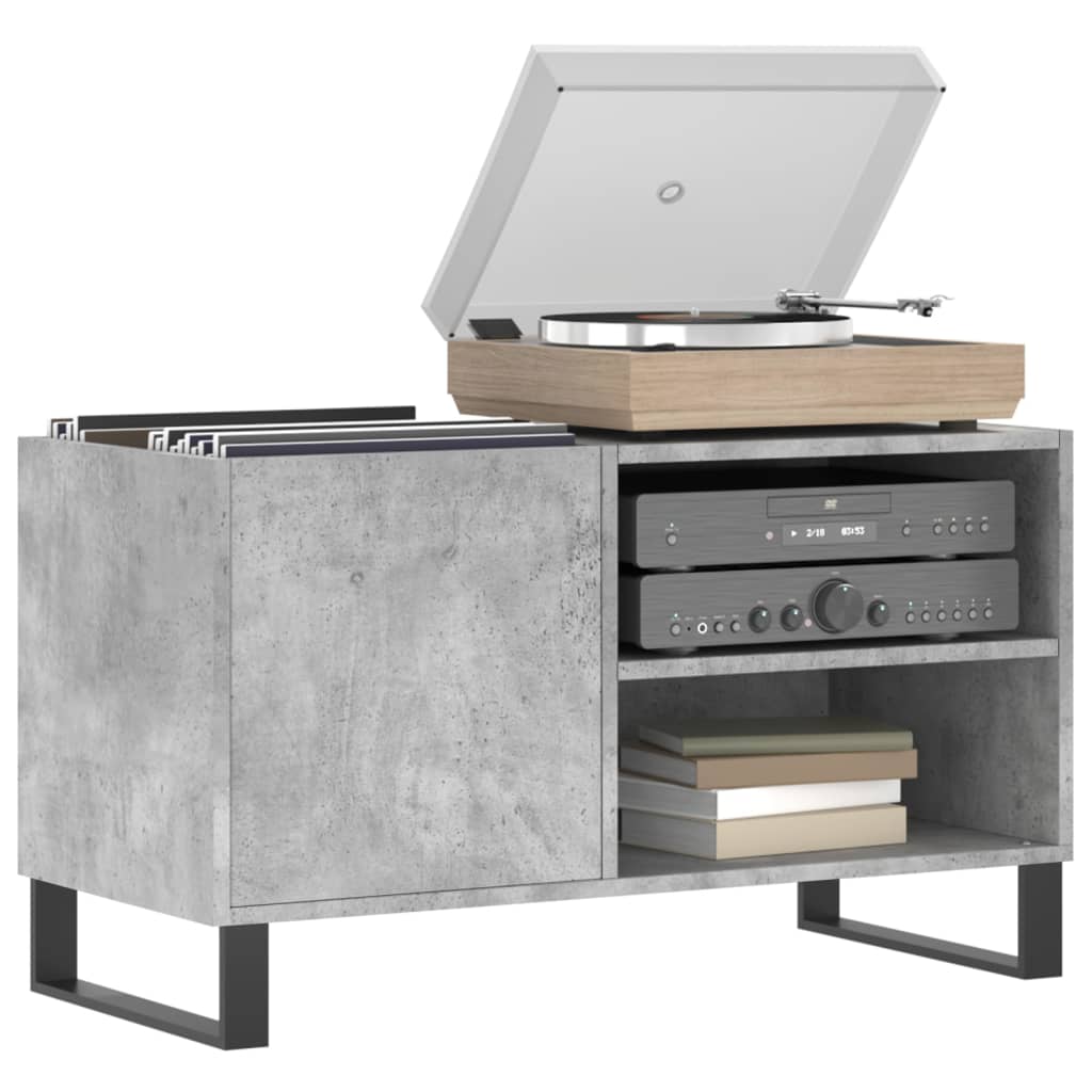 Dulap de discuri, gri beton, 85x38x48 cm, lemn prelucrat — imaginea 3