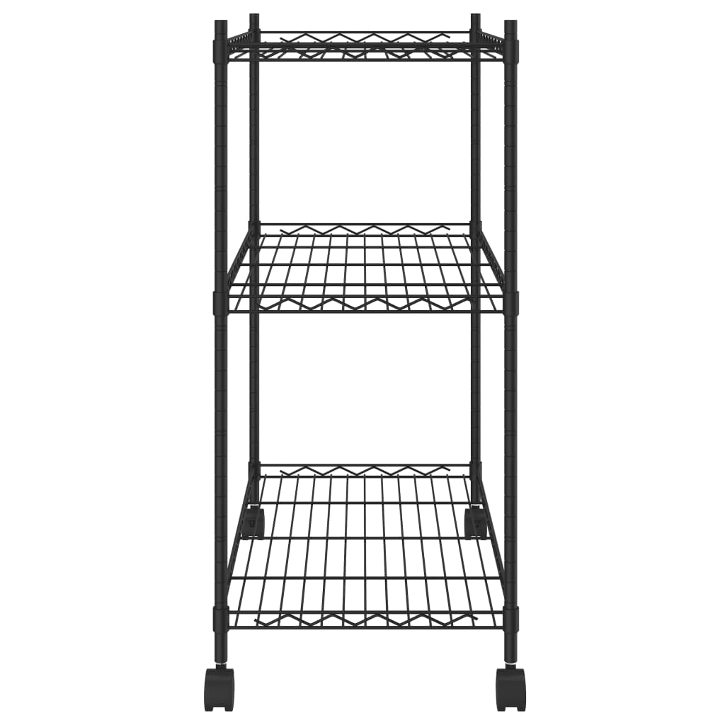 Raft depozitare cu roti, 3 niveluri, negru, 60x35x81cm, 150 kg — imaginea 4