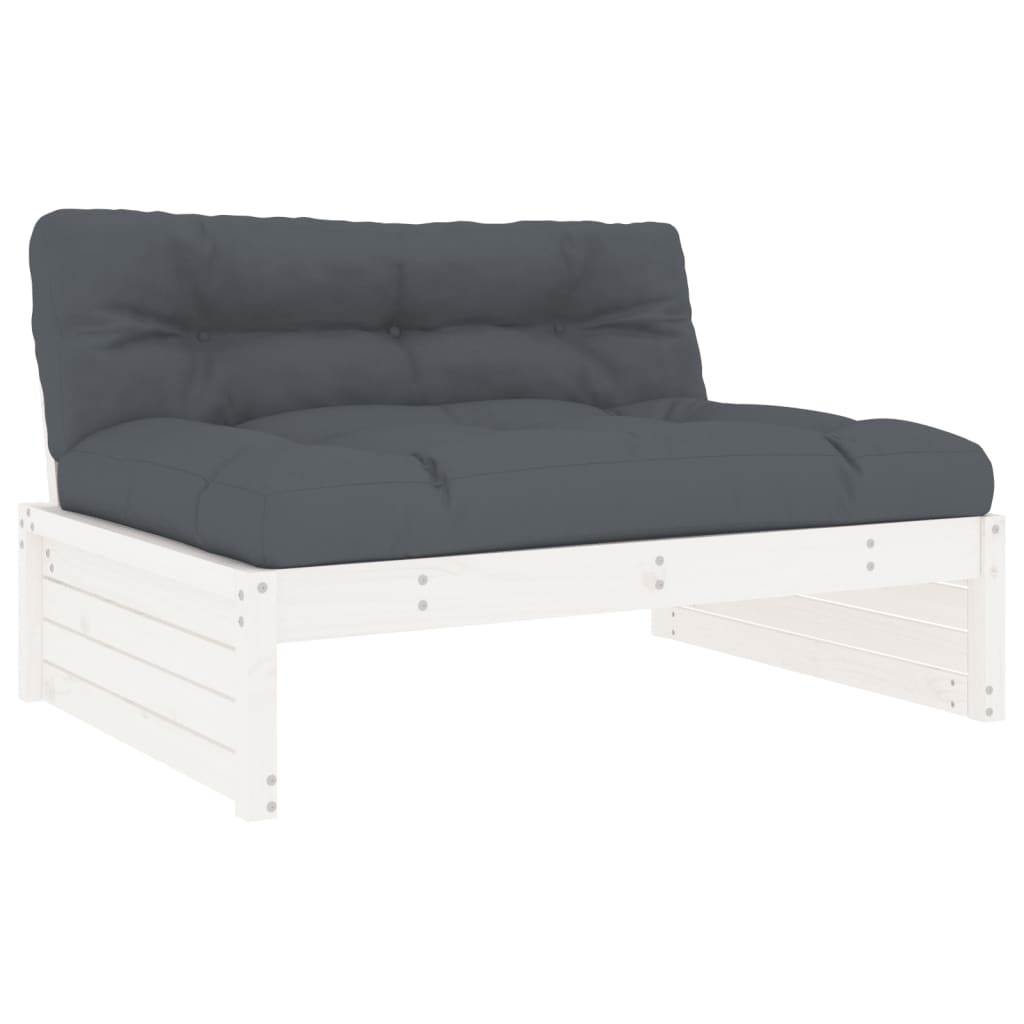 Set mobilier relaxare gradina&perne 6 piese alb lemn masiv pin — imaginea 4