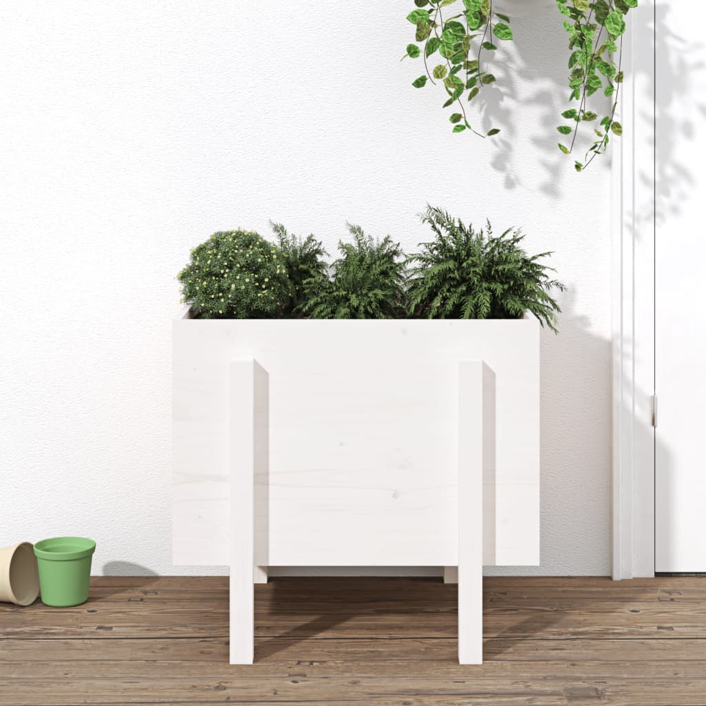 Jardiniera de gradina, alb, 62x50x57 cm, lemn masiv de pin — imaginea 2