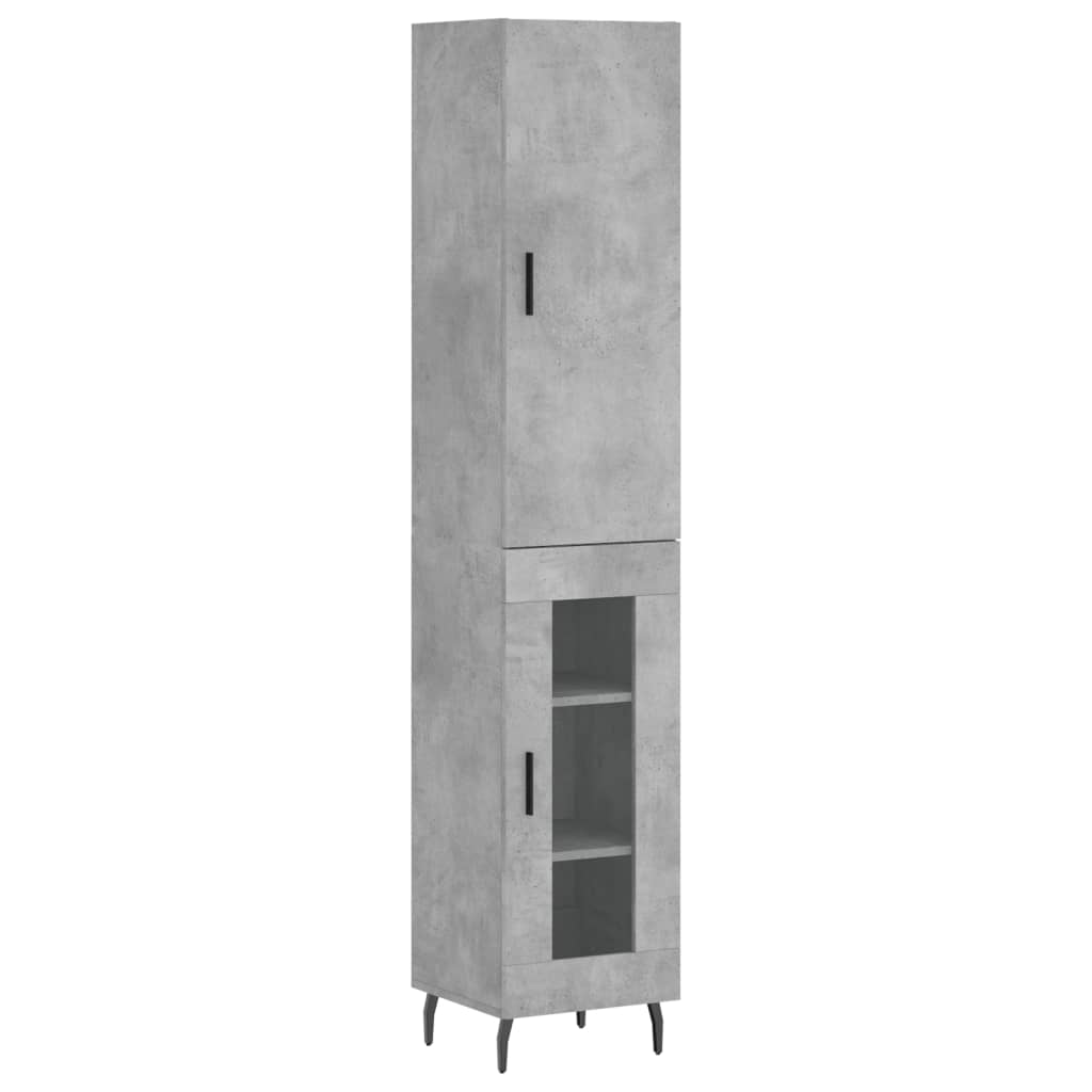 Dulap inalt, gri beton, 34,5x34x180 cm, lemn prelucrat