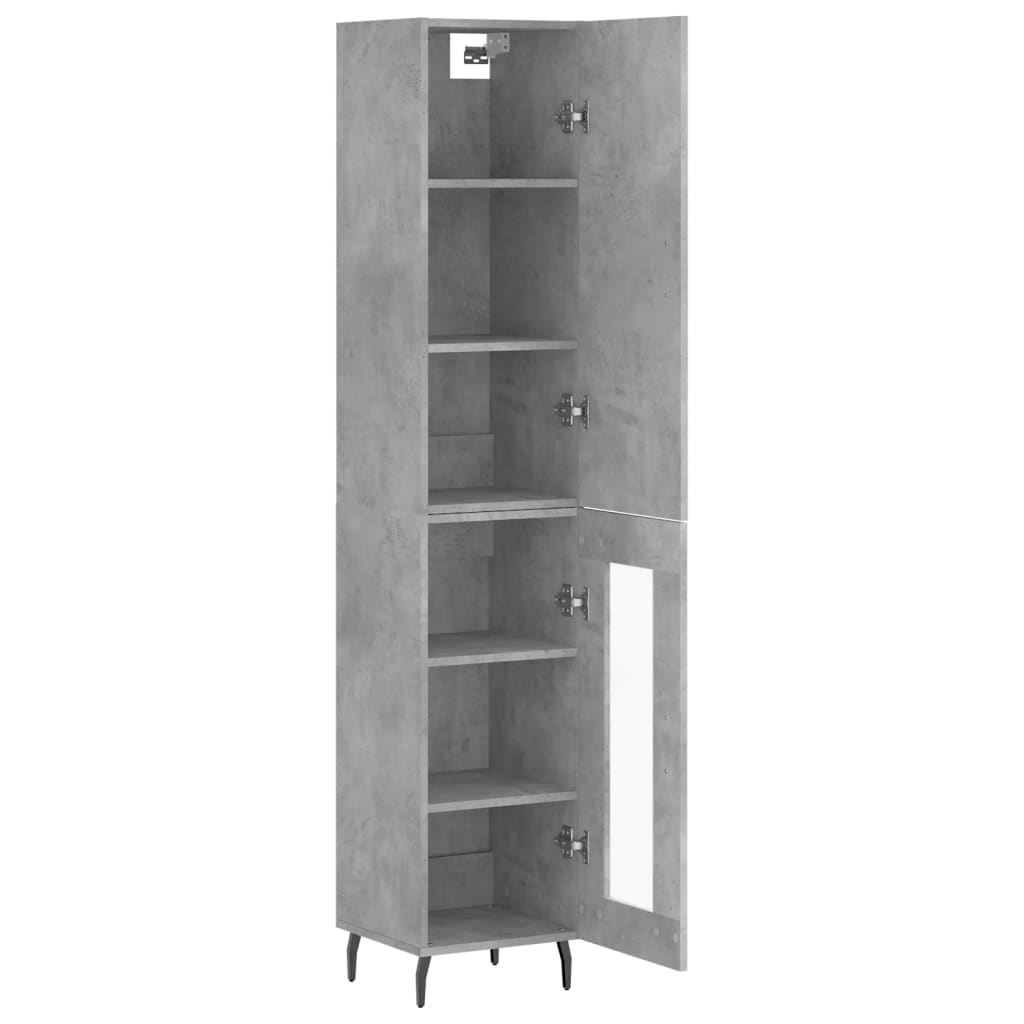 Dulap inalt, gri beton, 34,5x34x180 cm, lemn prelucrat — imaginea 4