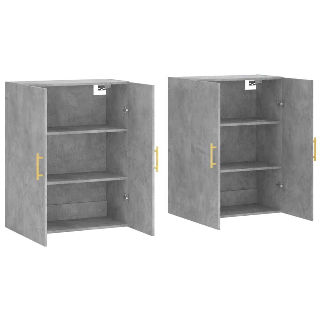 Dulap cu montaj pe perete, 2 buc, gri beton, 69,5x34x90 cm, model auriu model tub — imaginea 4
